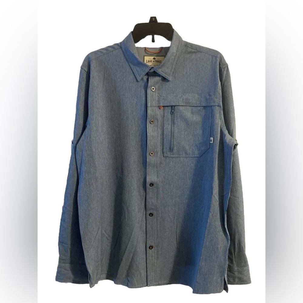 Lake & Trail Men’s Long Sleeve Button-front Shirt Blue Size Small NWT